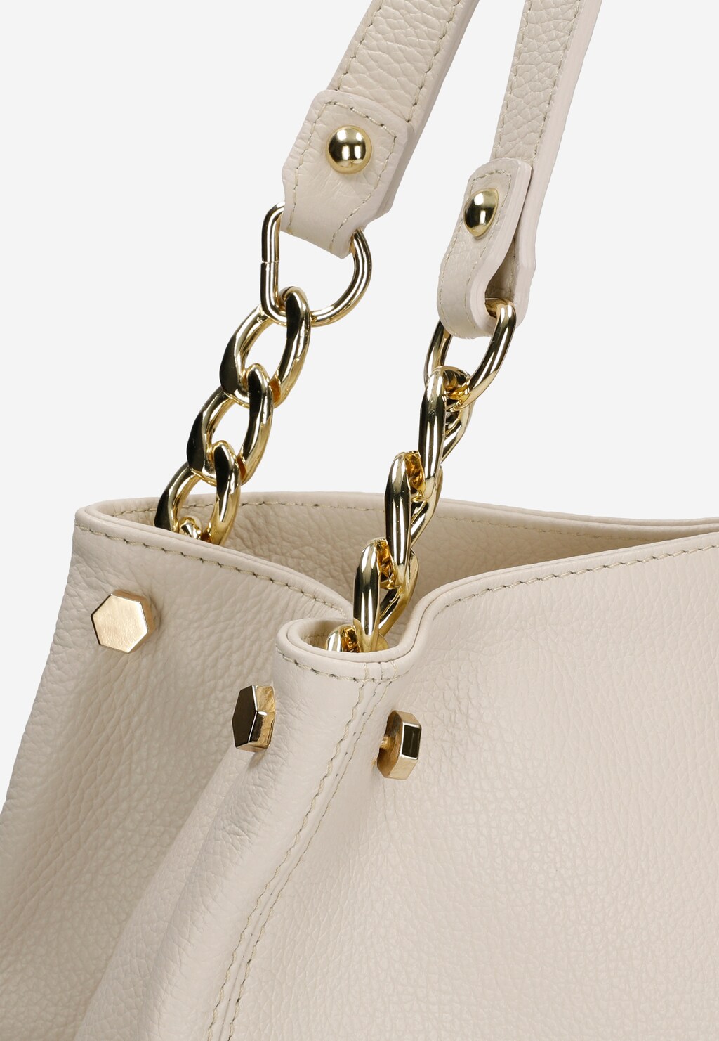 Svetlobéžová kožená kabelka so zlatými detailmi 80381-54 Widok 7