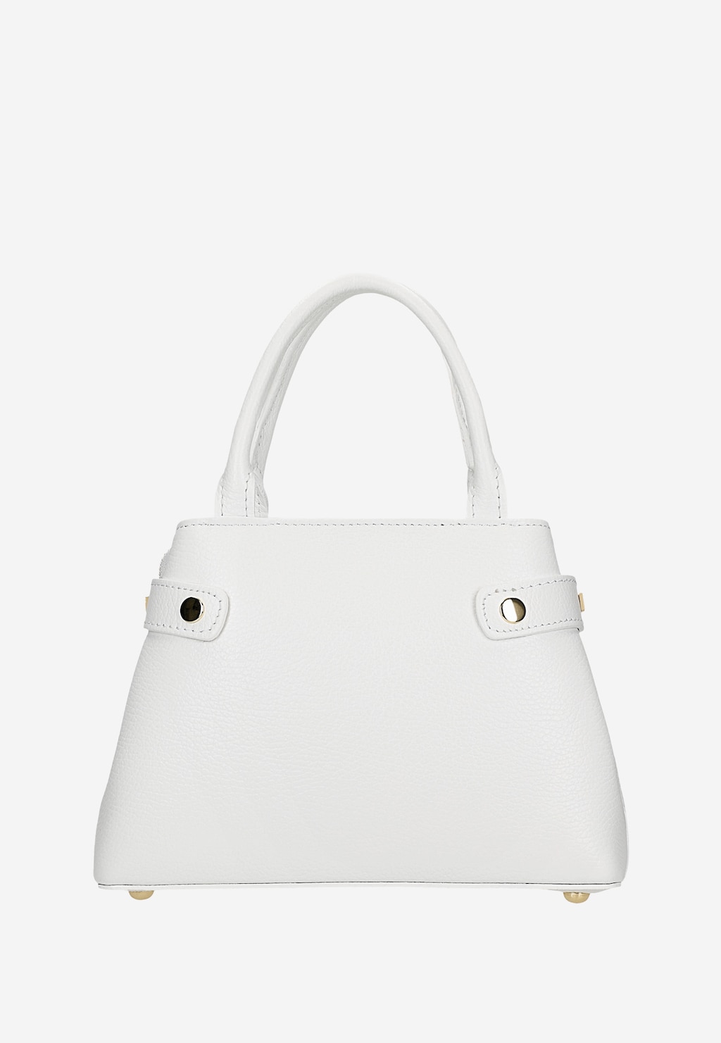 Elegancka biała skórzana torebka Wojas typu kuferek model 80204-59 z podwójnym uchwytem i złotymi detalami, idealna do stylizacji biznesowych i codziennych.