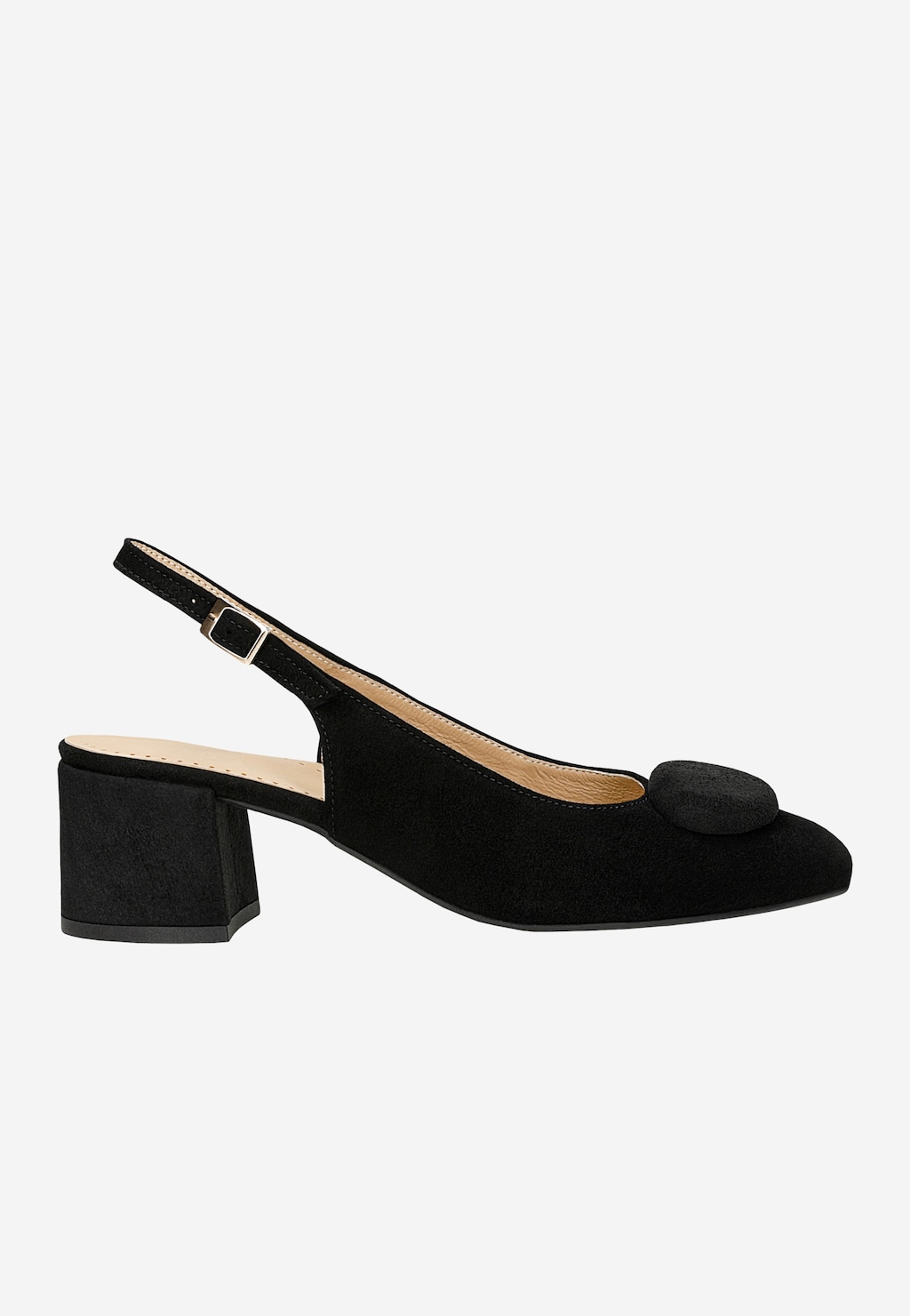 Čierne lodičky na nízkom podpätku s otvorenou pätou 35134-61 Widok 2