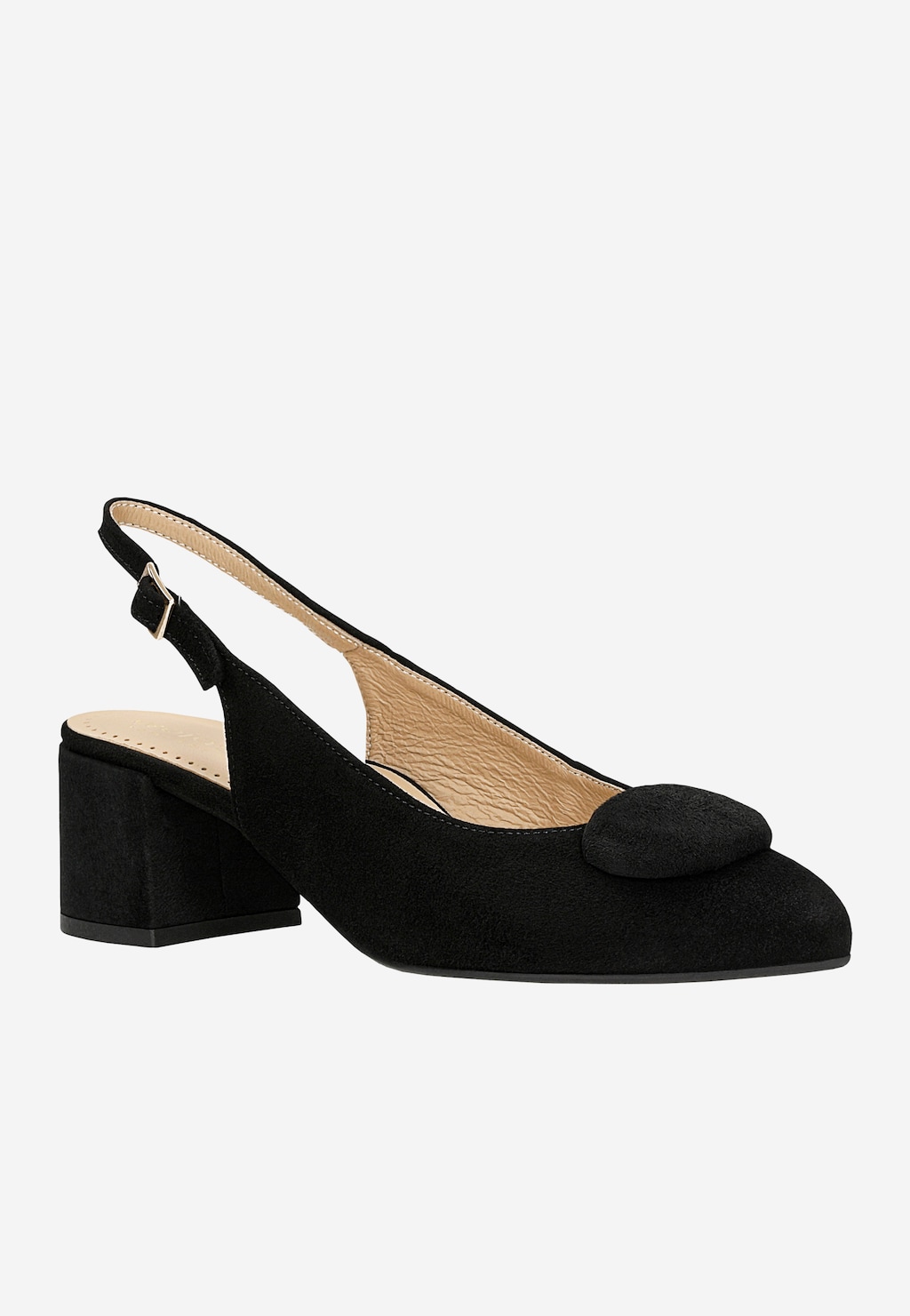Čierne lodičky na nízkom podpätku s otvorenou pätou 35134-61 Widok 3