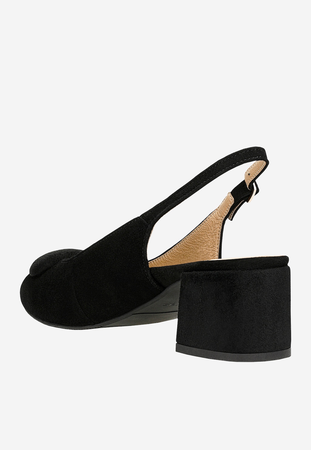 Čierne lodičky na nízkom podpätku s otvorenou pätou 35134-61 Widok 4