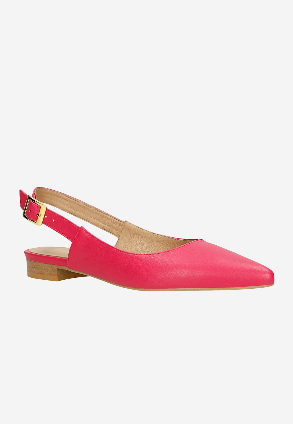 Ružové balerínky z lícnej kože s otvorenou pätou 44023-55 Widok 3