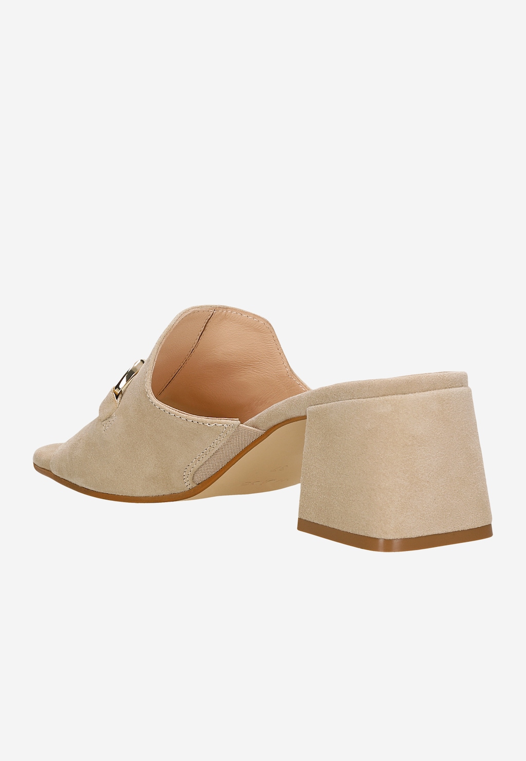 Beżowe klapki na obcasie ze złotą ozdobą 74115-64 Widok 4