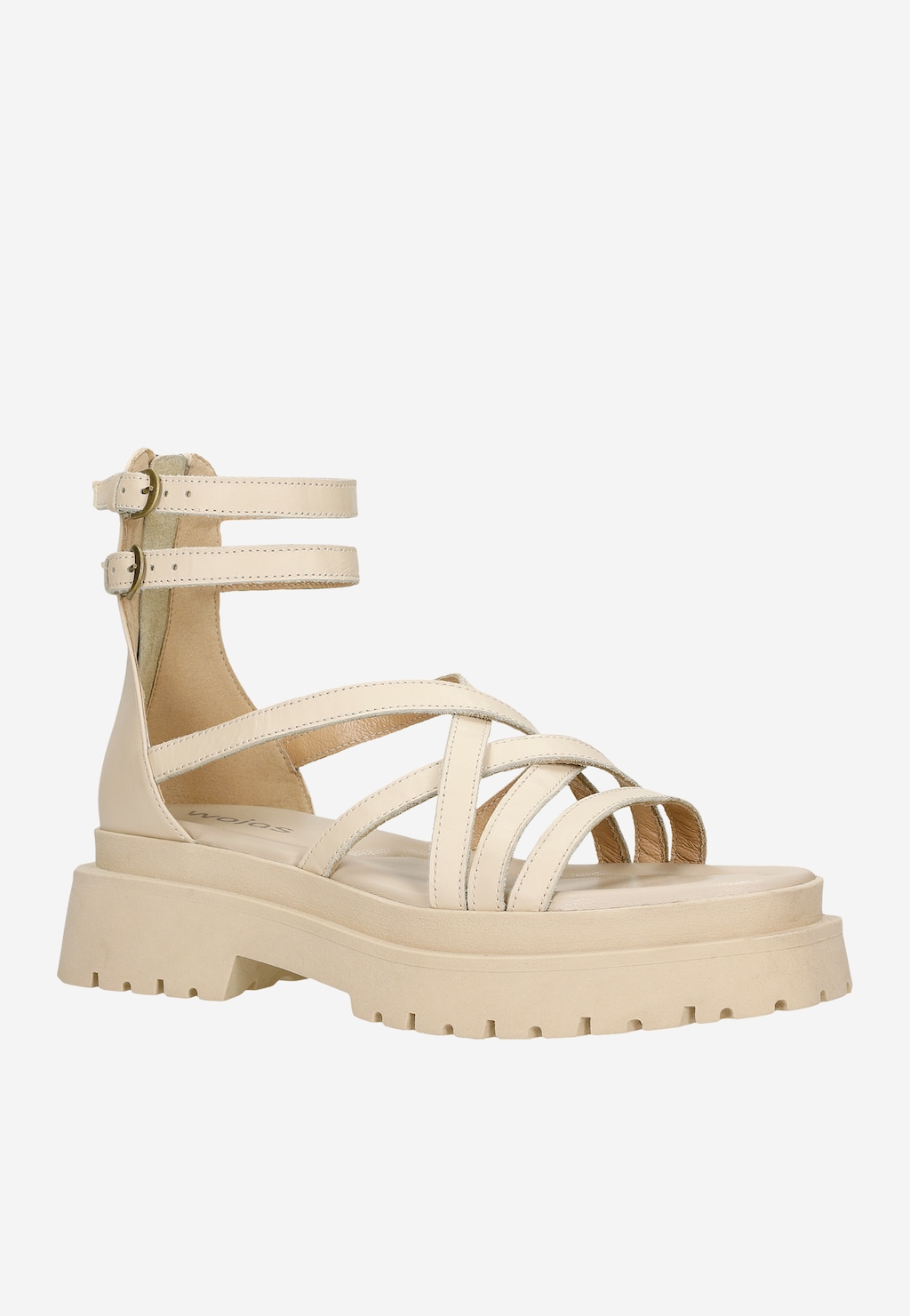 Masivní béžové dámské sandály z kůže 76128-54 Widok 3