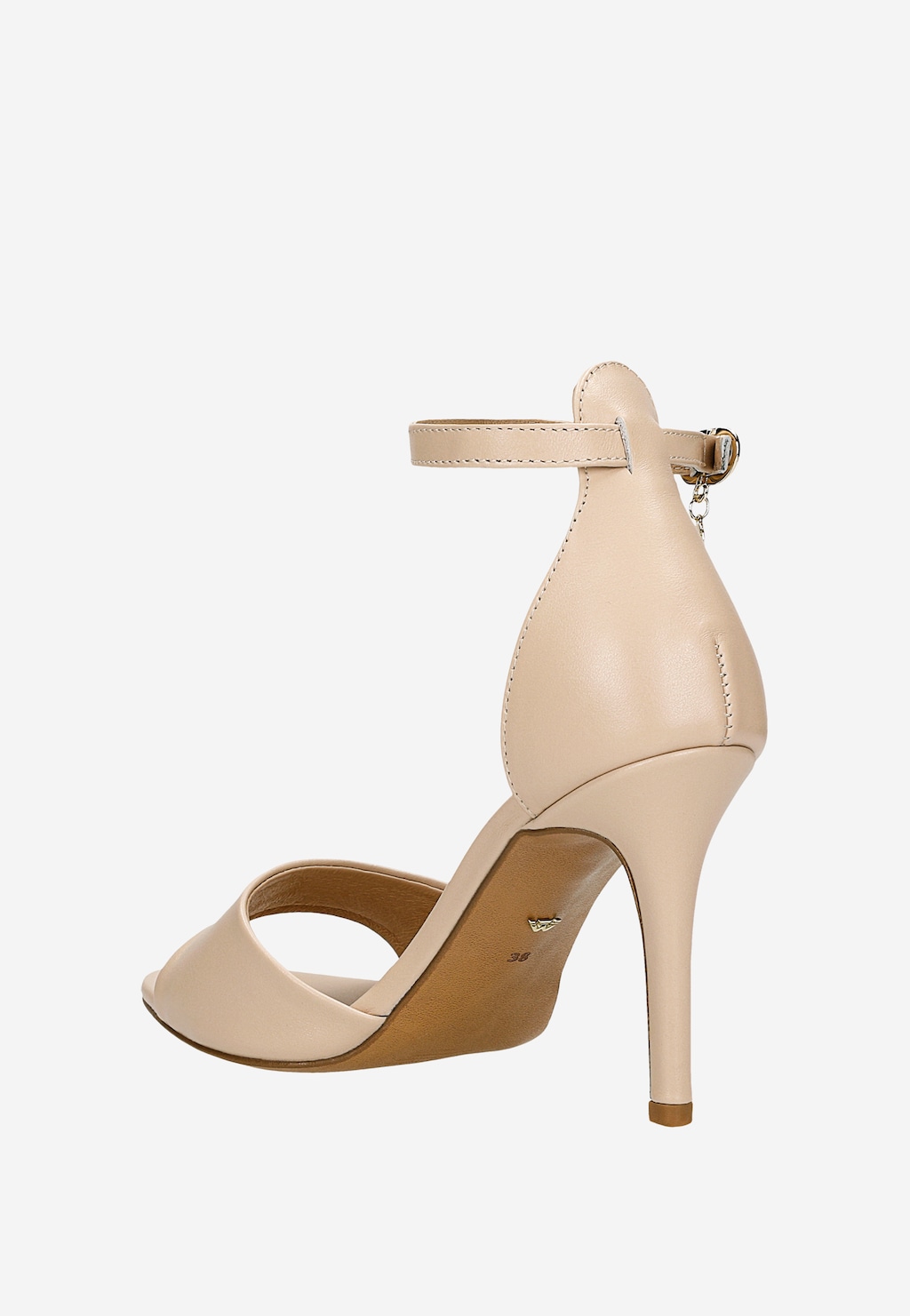 Béžové sandále na ihličkovom podpätku s remienkom okolo členka 76182-54 Widok 4