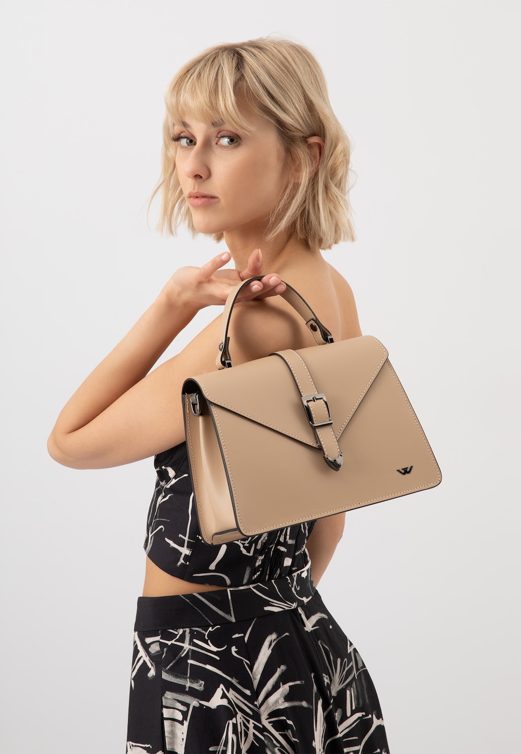 Béžové dámske kožené kabelky, crossbody 80337-54 Widok 1