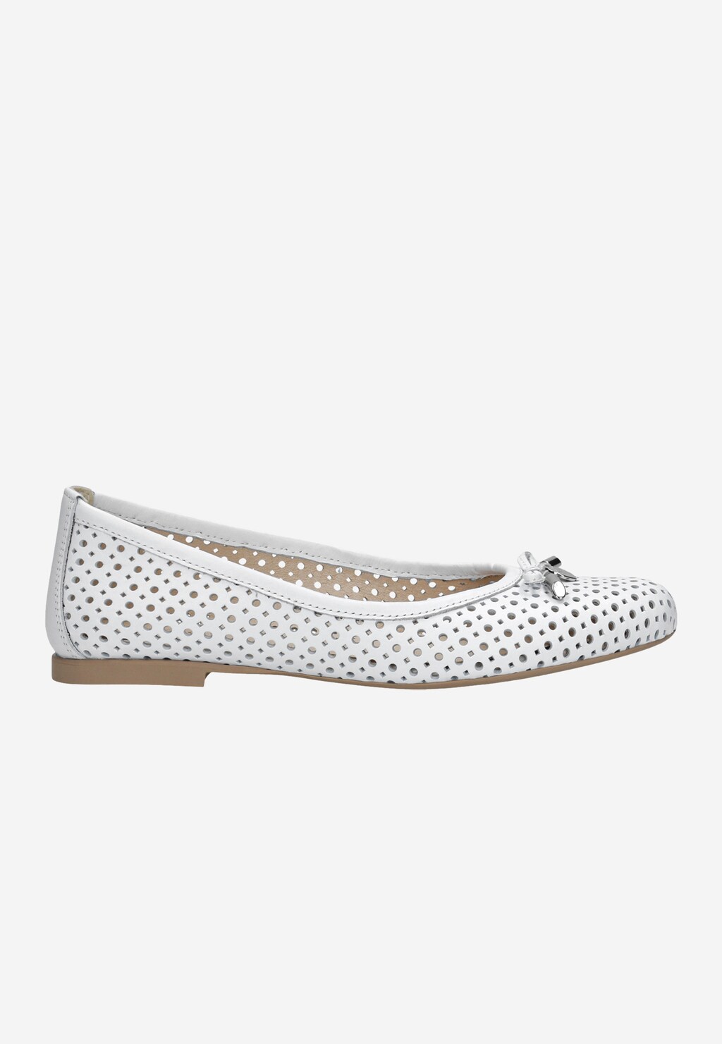 Białe wygodne baleriny damskie ze skóry licowej 44006-59 Widok 2