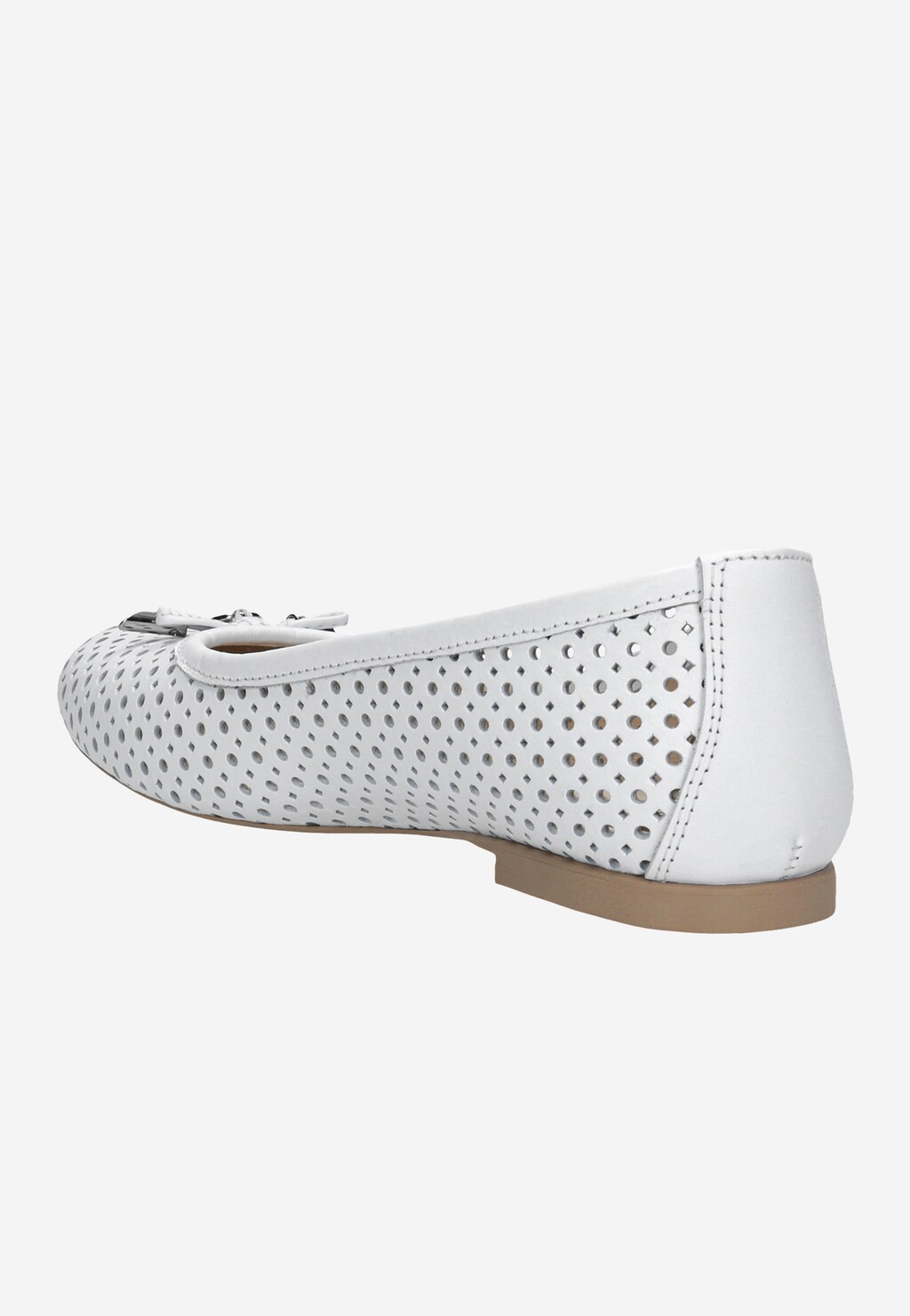 Białe wygodne baleriny damskie ze skóry licowej 44006-59 Widok 4