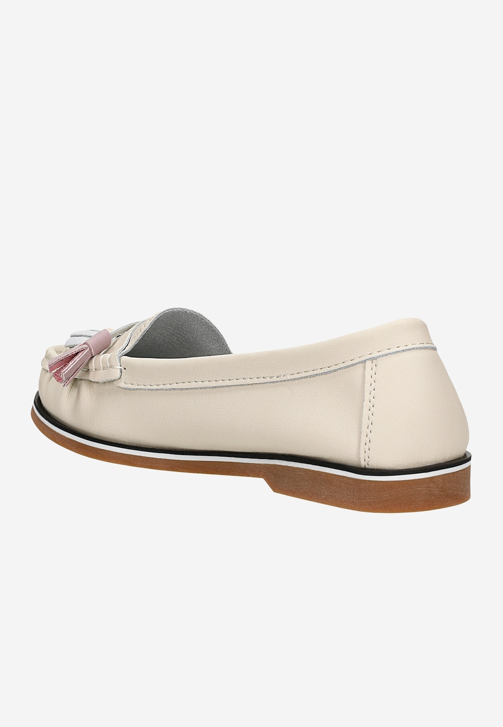 Beżowe mokasyny z kolorowymi frędzlami 46170-54 Widok 4