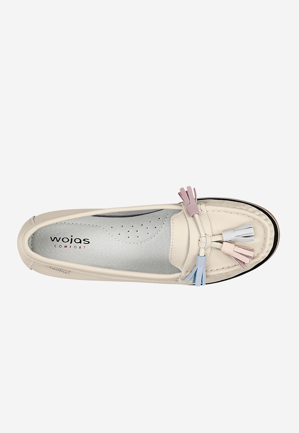 Beżowe mokasyny z kolorowymi frędzlami 46170-54 Widok 5