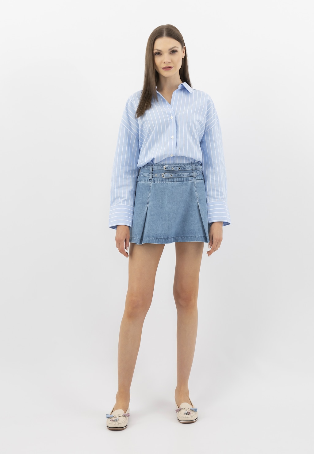 Beżowe mokasyny z kolorowymi frędzlami 46170-54 Widok 7