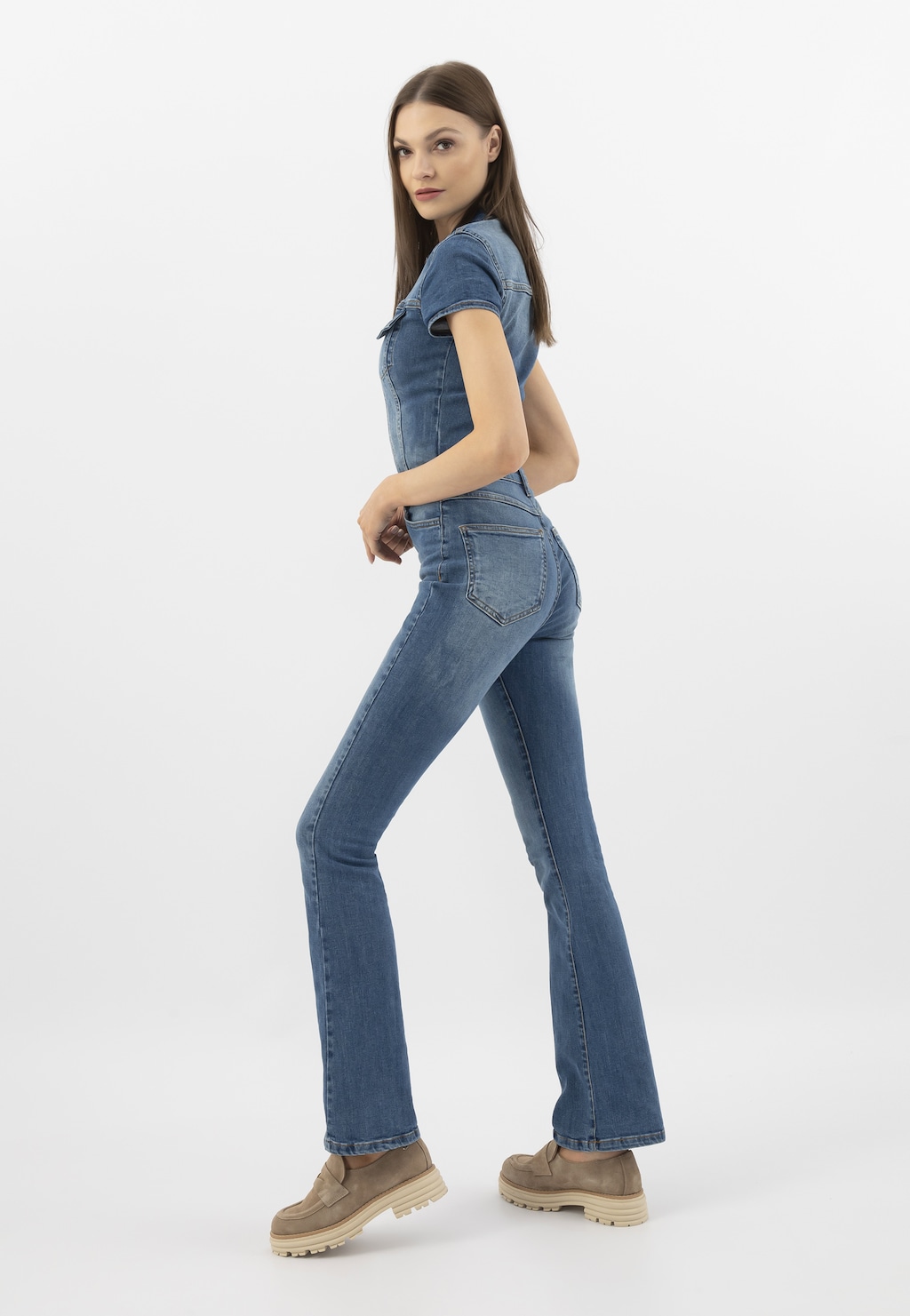 Béžové mokasíny na originální podrážce 46281-64 Widok 9