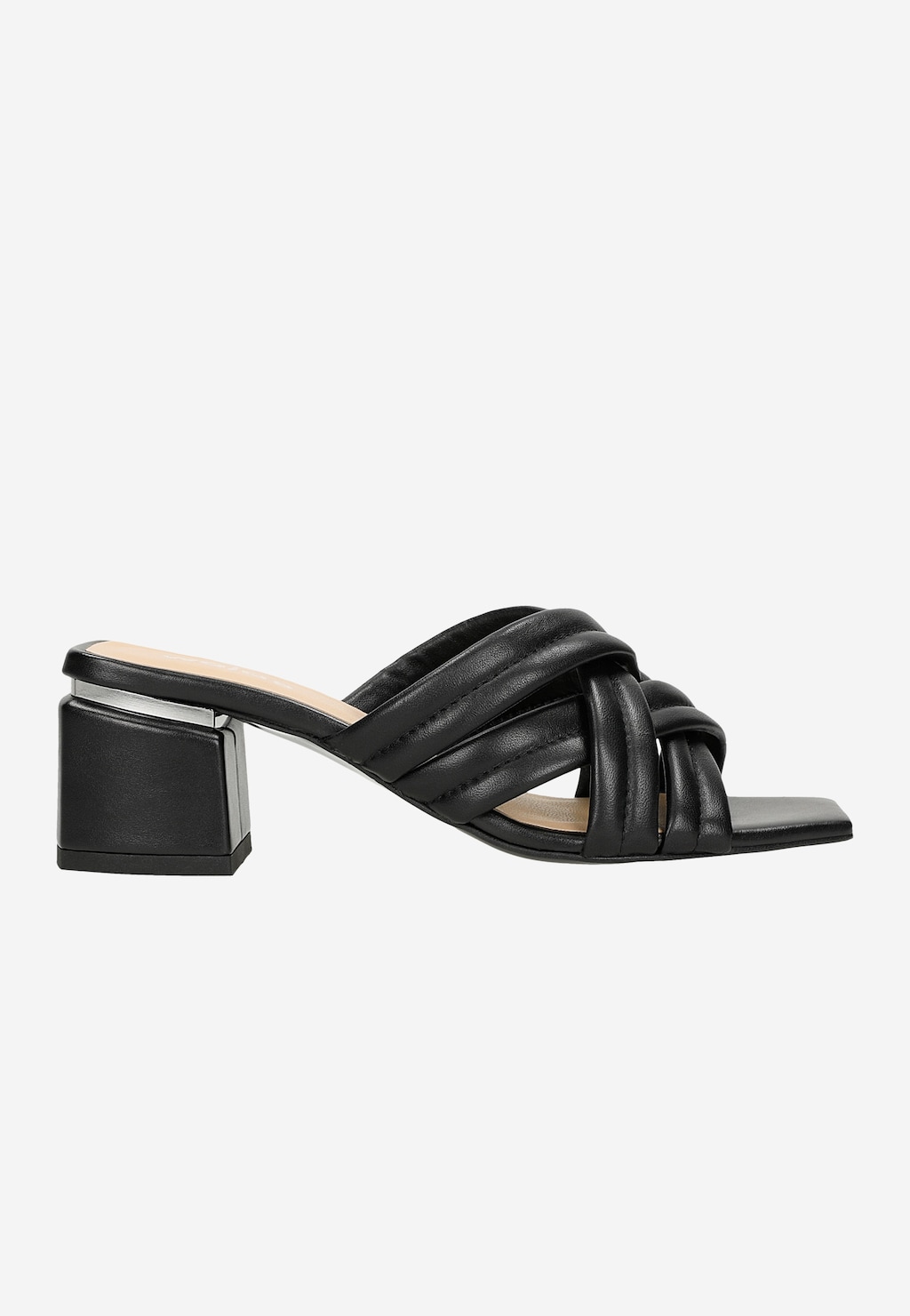 Čierne dámske kožené šľapky so zapletenými remienkami 74072-51 Widok 2