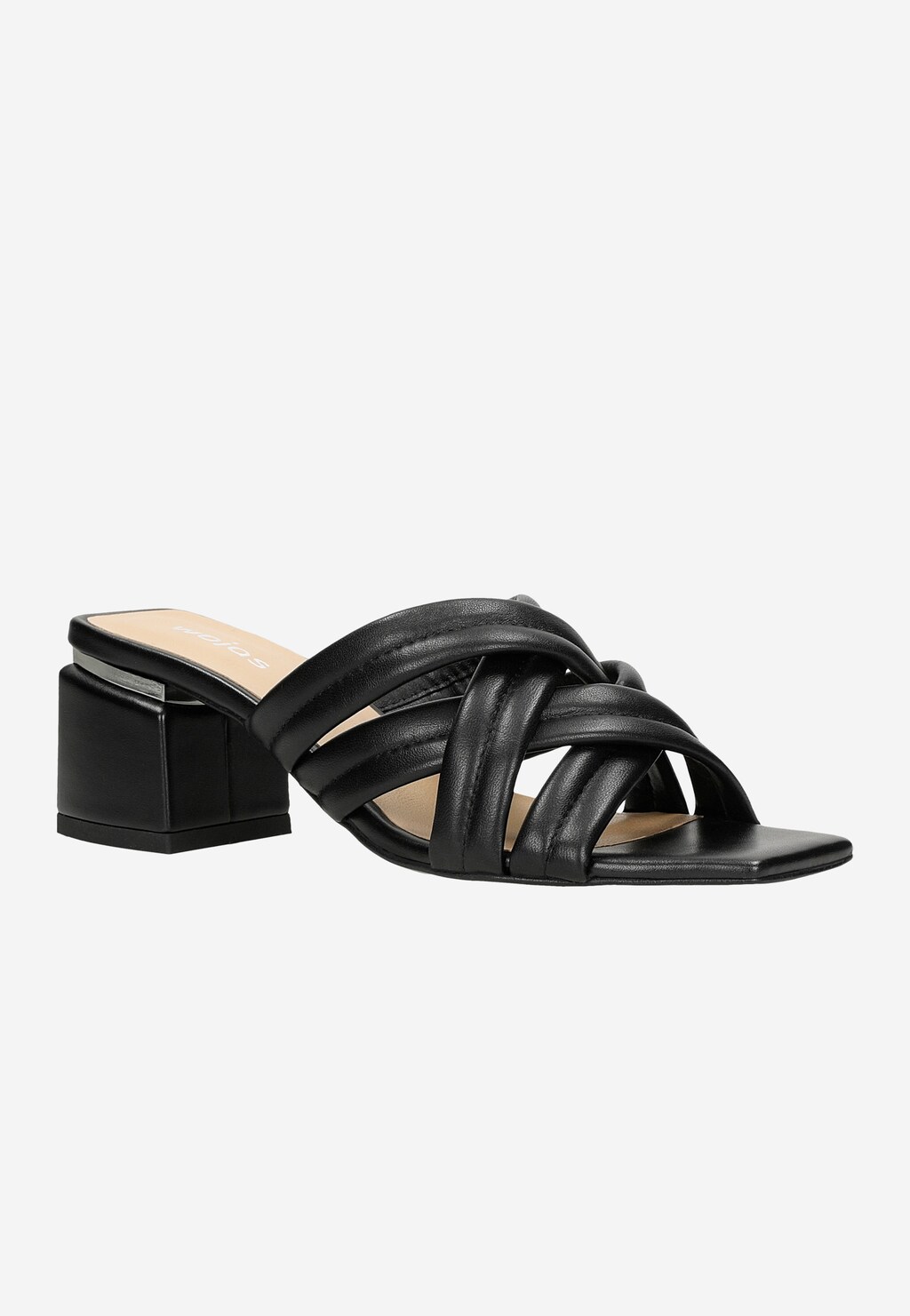 Čierne dámske kožené šľapky so zapletenými remienkami 74072-51 Widok 3