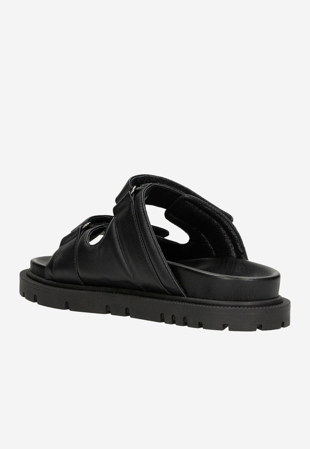 Czarne skórzane klapki damskie z zapięciem na rzep 74119-51 Widok 4