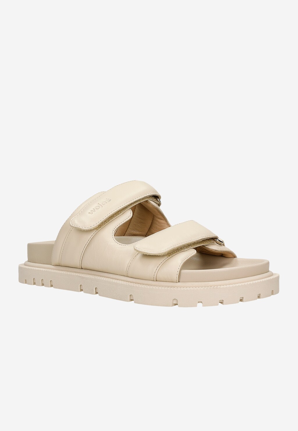 Oryginalne beżowe klapki damskie ze skóry licowej 74119-54 Widok 3