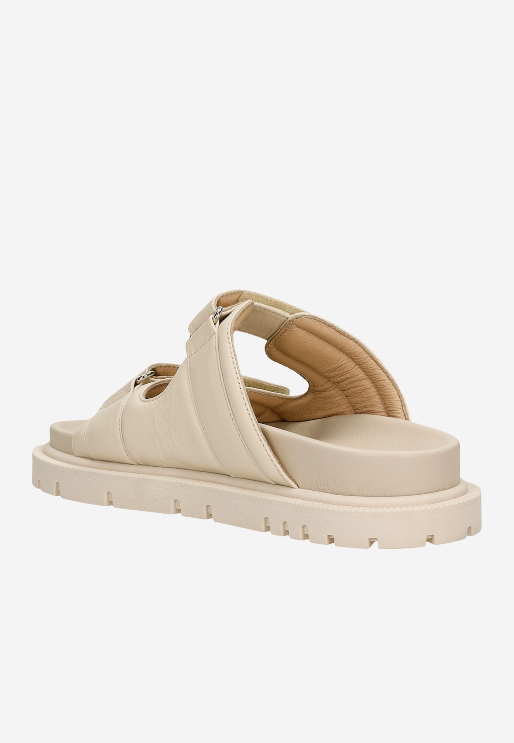 Oryginalne beżowe klapki damskie ze skóry licowej 74119-54 Widok 4