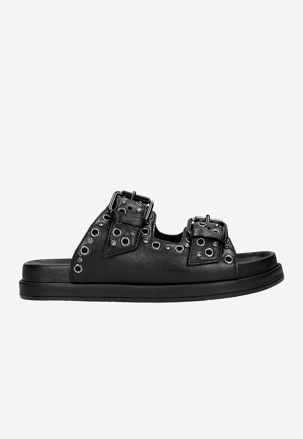 Čierne šľapky z lícovej kože s ozdobnými cvokmi 74125-51 Widok 2