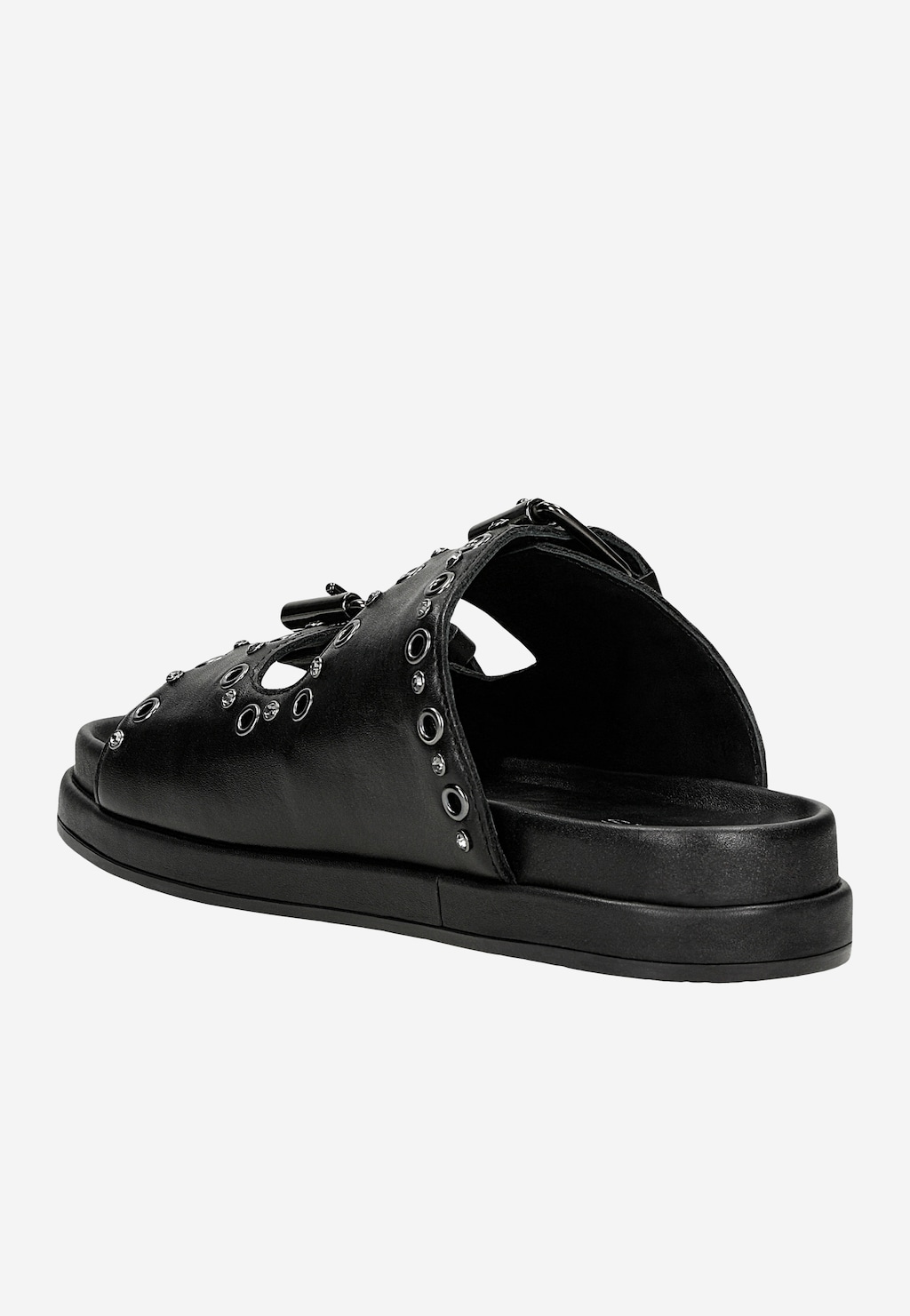 Čierne šľapky z lícovej kože s ozdobnými cvokmi 74125-51 Widok 4