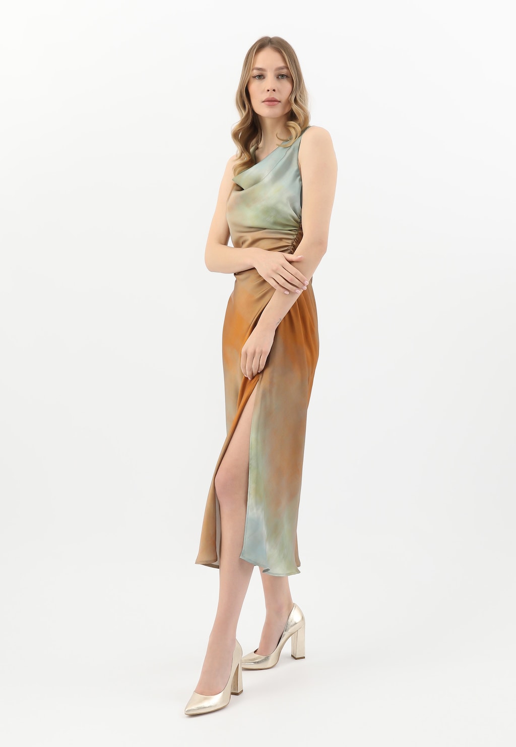 Zlaté lodičky na vysokom podpätku 35039-58 Widok 8