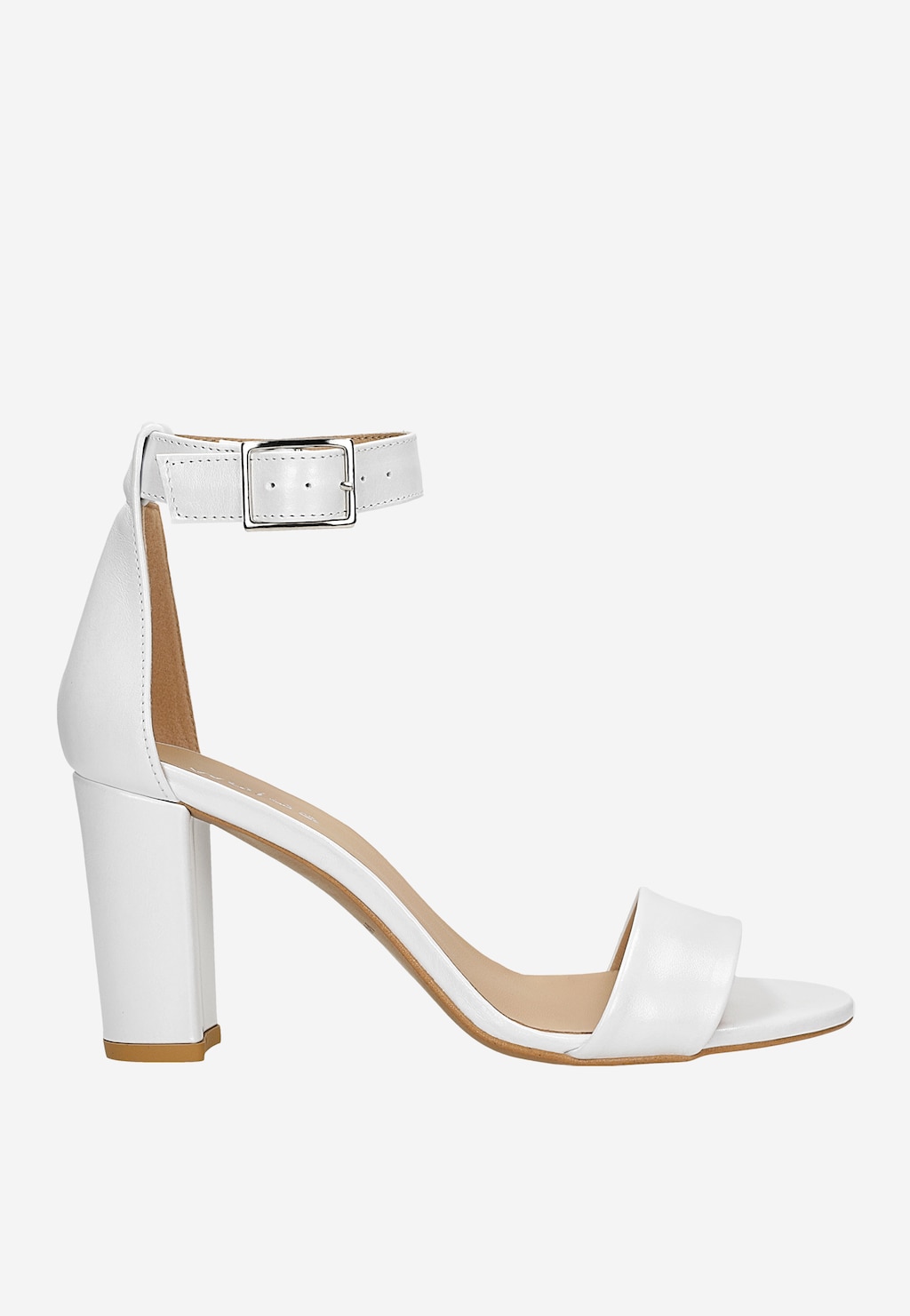 Bílé dámské sandály na podpatku se saténovou úpravou 76028-52 Widok 2