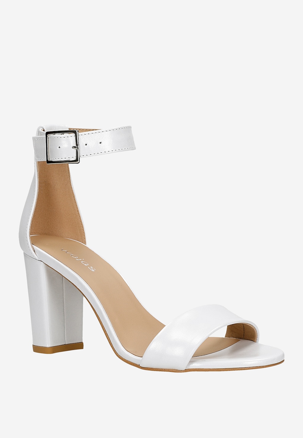 Bílé dámské sandály na podpatku se saténovou úpravou 76028-52 Widok 3