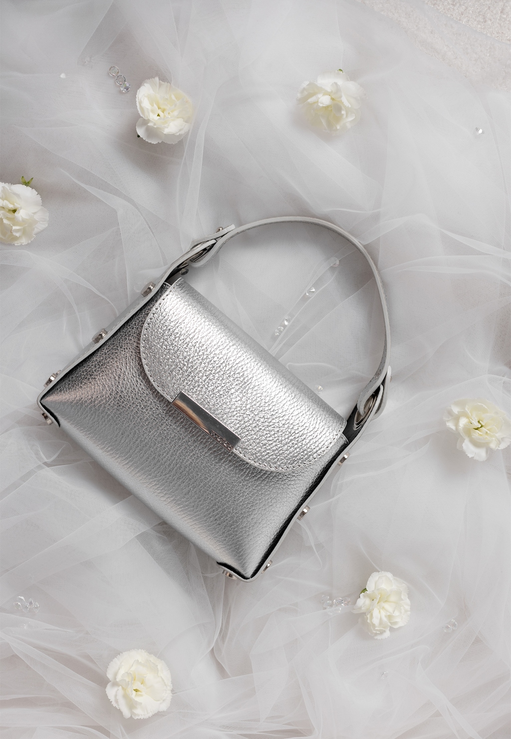 Stříbrná společenská kabelka s řetízkem 80184-59 Widok 1
