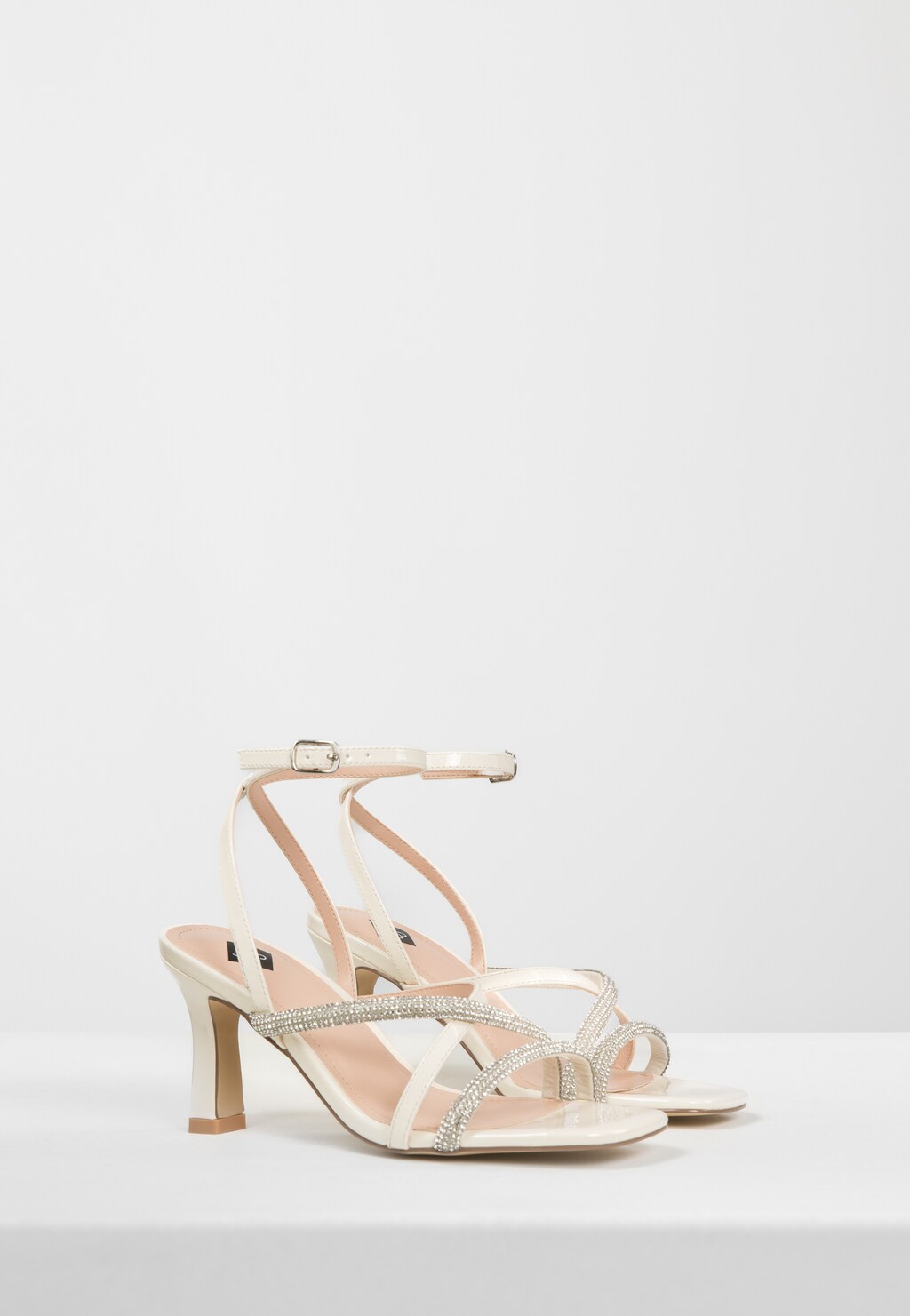 WJS beżowe sandały damskie z kryształkami WJS74086-34 Widok 3