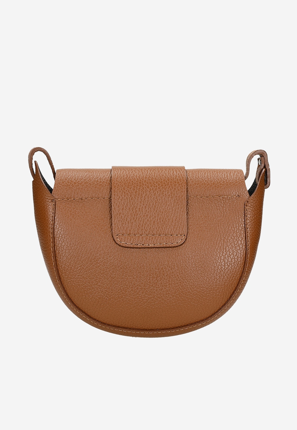 Jasnobrązowa skórzana torebka damska Wojas model 9816-53 typu saddle bag, z teksturowanej skóry, z charakterystyczną klapą i uchwytami po bokach.