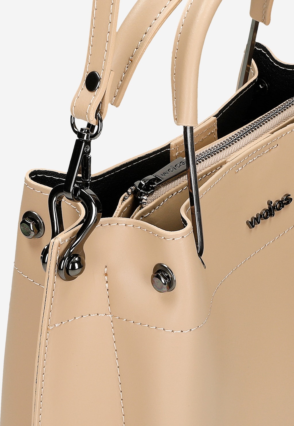 Béžové dámske kožené kabelky do ruky aj na pleco 80335-54 Widok 7