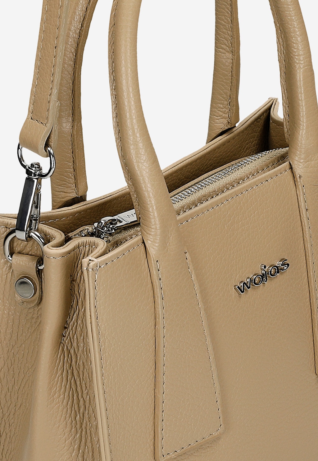 Malá kožená kabelka typu kufrík vo farbe béžovej 80383-54 Widok 6