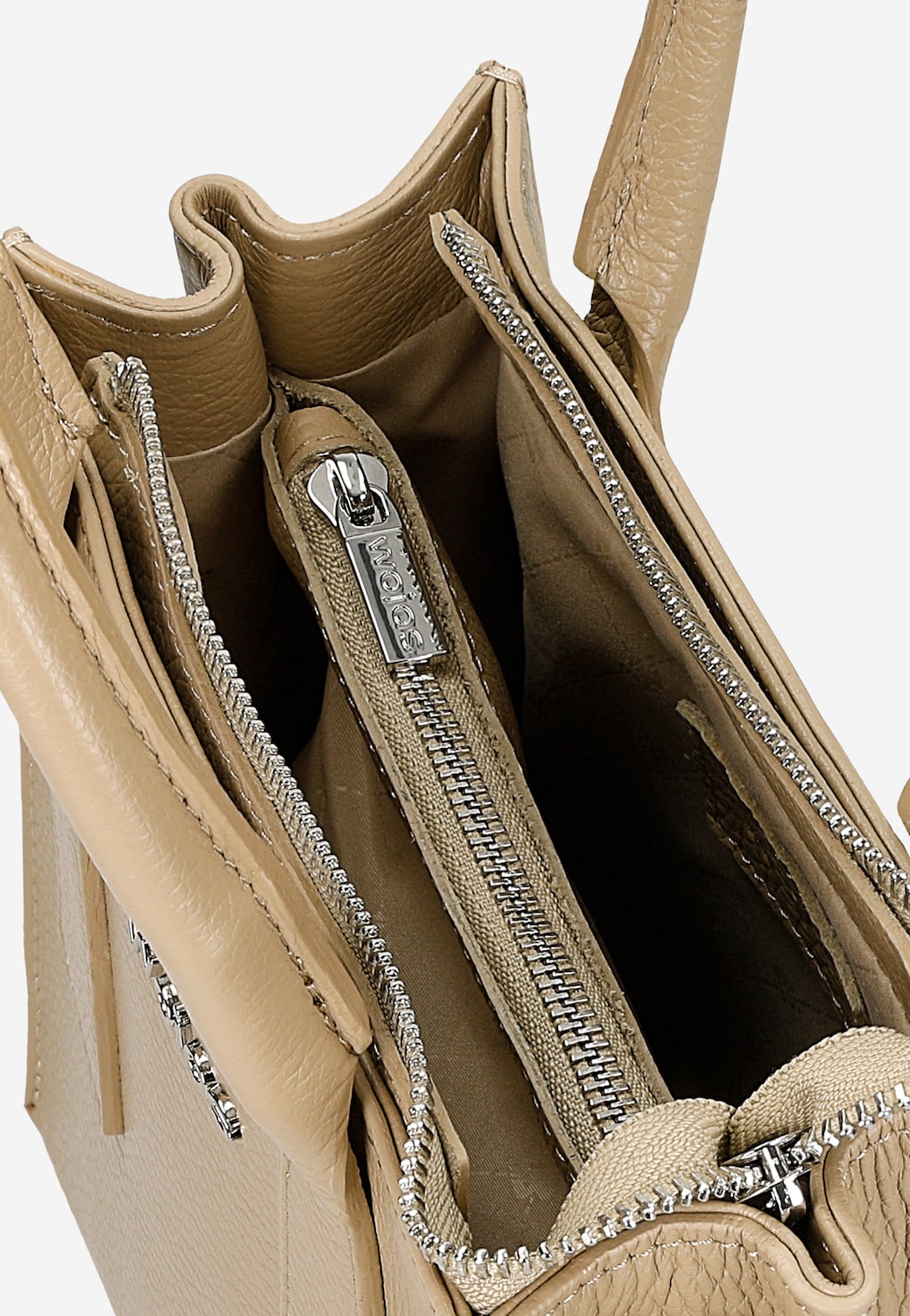 Malá kožená kabelka typu kufrík vo farbe béžovej 80383-54 Widok 7