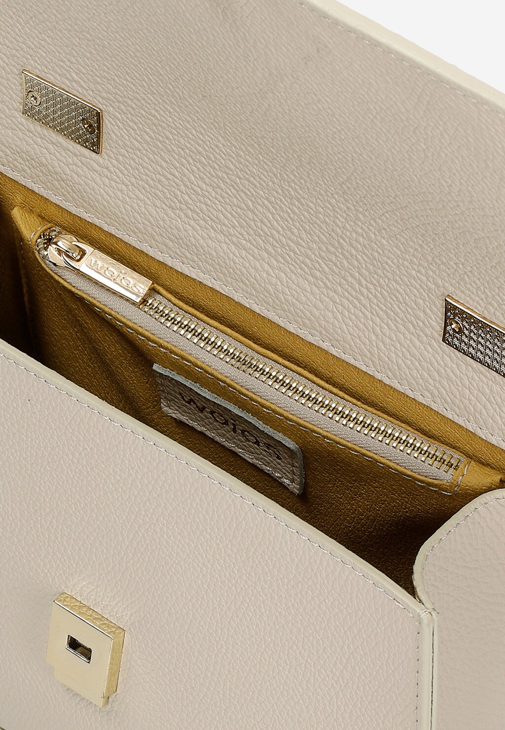 Malý kožený kufřík ve světle béžové barvě 80388-54 Widok 6