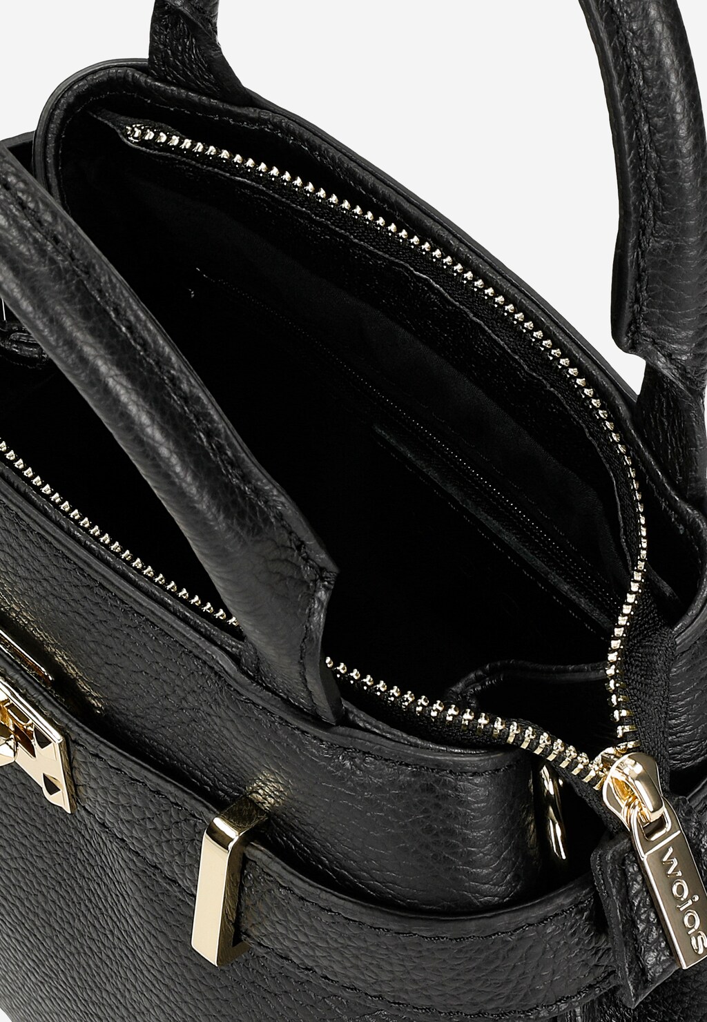 Decentní černá kožená dámská kufrová taška s velkými uchy 80204-51 Widok 6