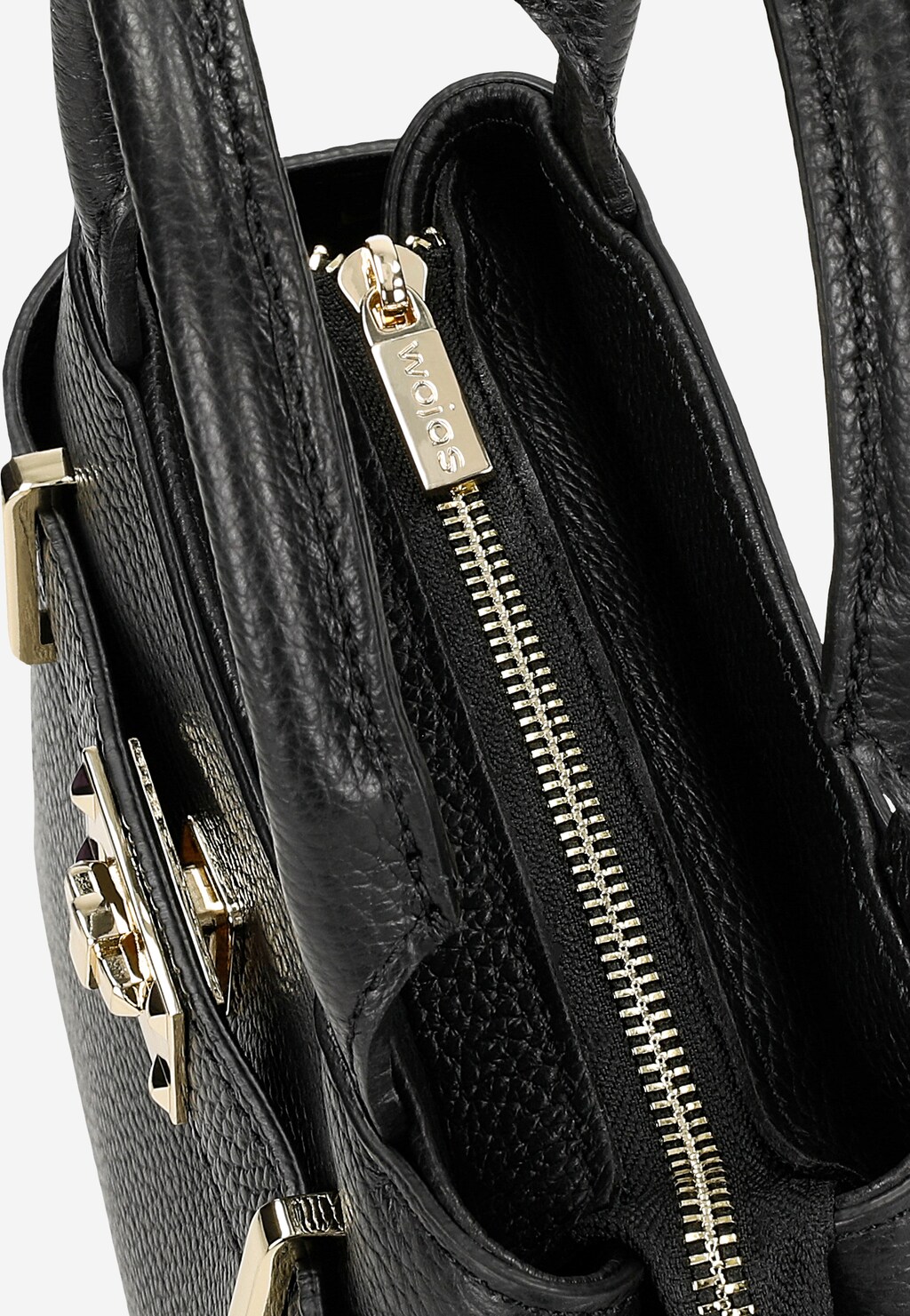 Decentní černá kožená dámská kufrová taška s velkými uchy 80204-51 Widok 7