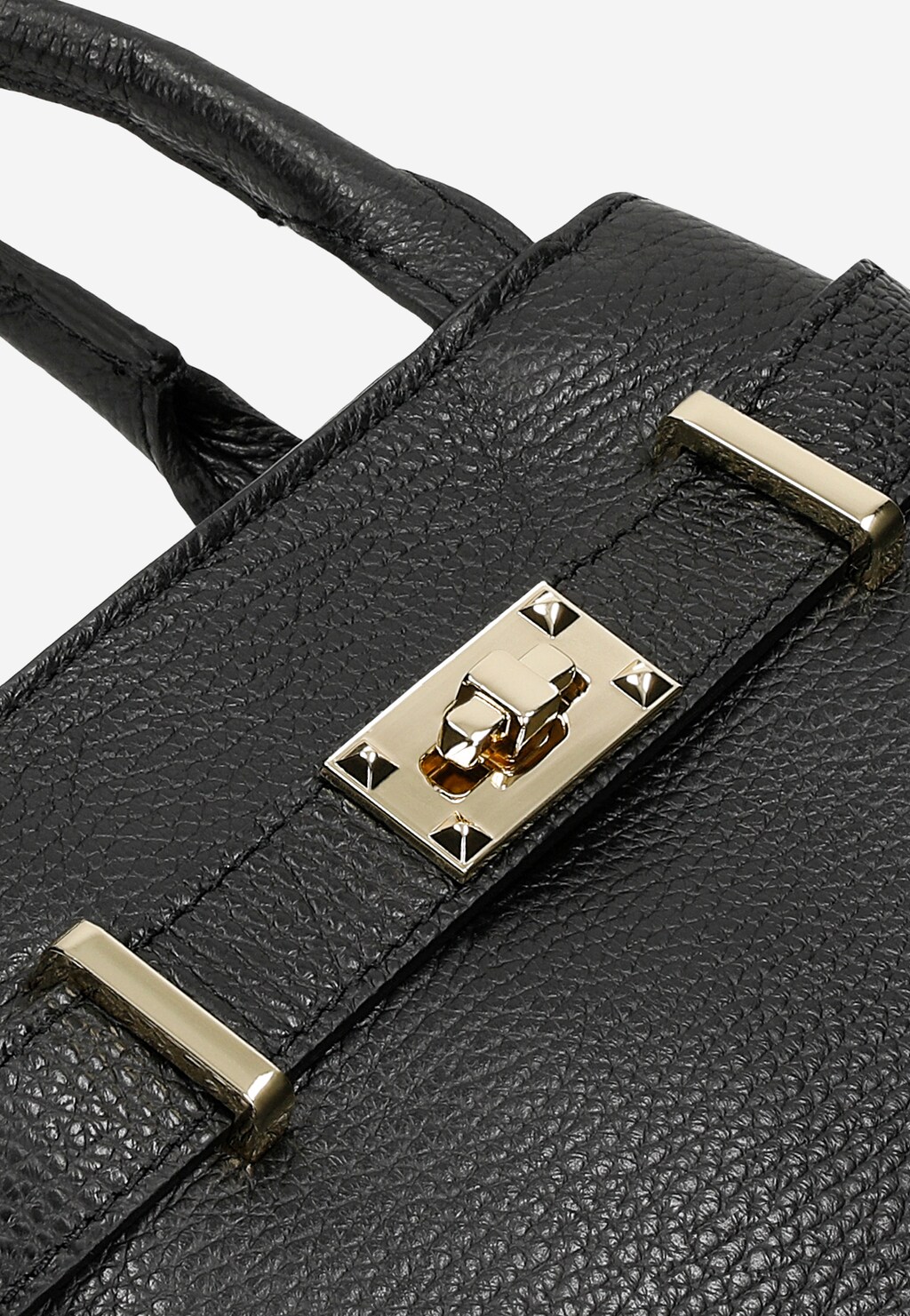 Decentní černá kožená dámská kufrová taška s velkými uchy 80204-51 Widok 8