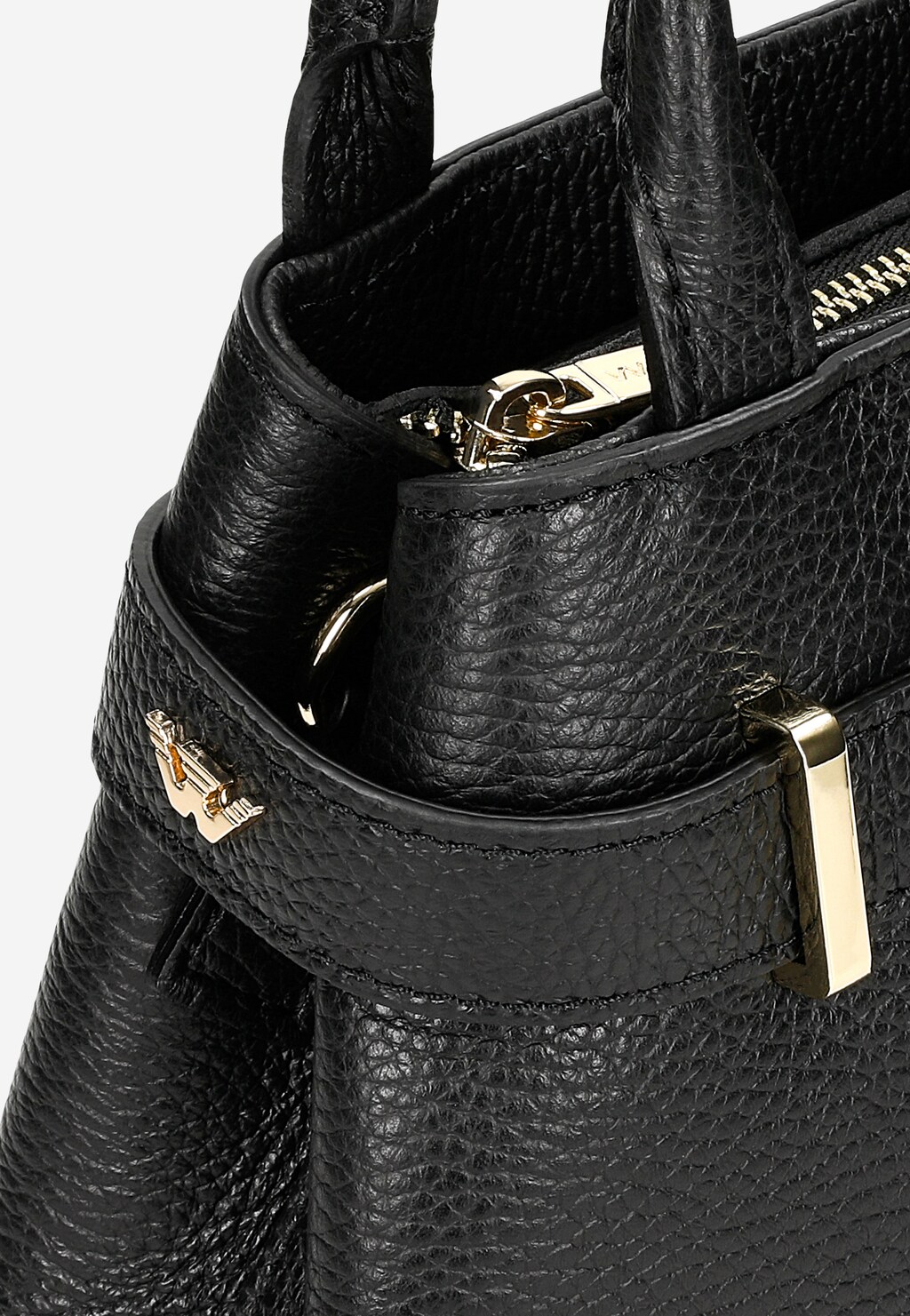 Decentní černá kožená dámská kufrová taška s velkými uchy 80204-51 Widok 9