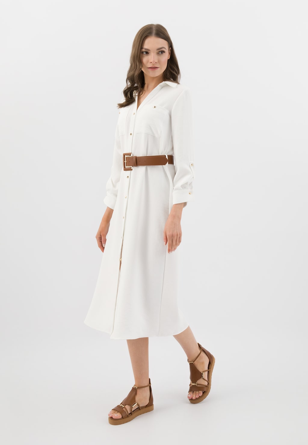 Hnedé dámske sandále z lícnej kože 76012-52 Widok 1