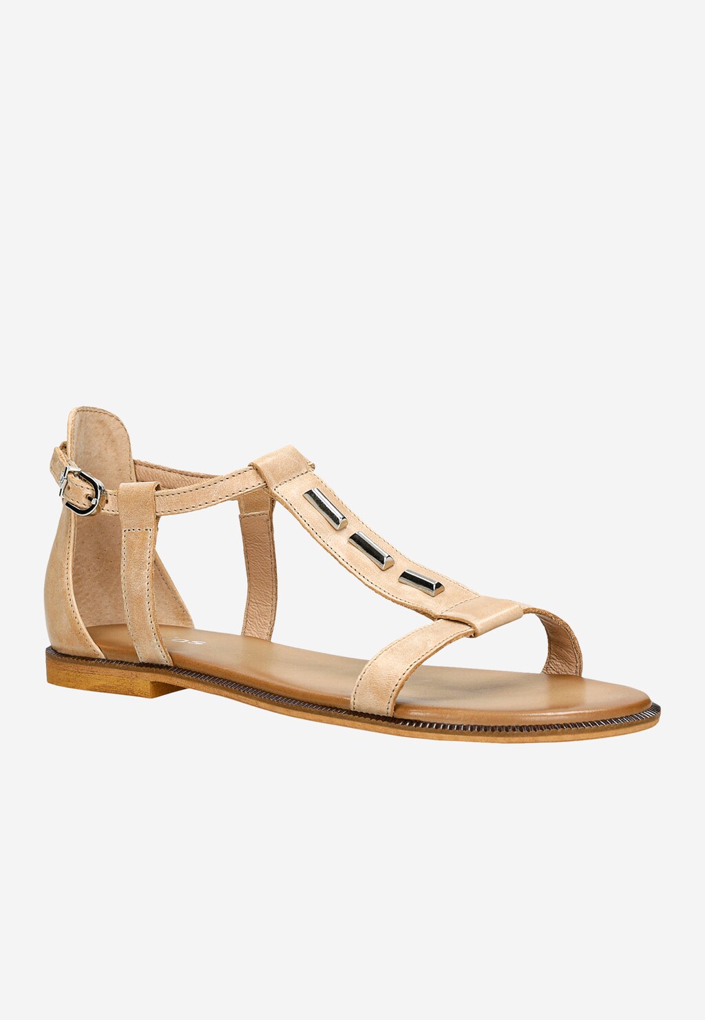 Béžové kožené sandály dámské s kovovými detaily 76066-54 Widok 3