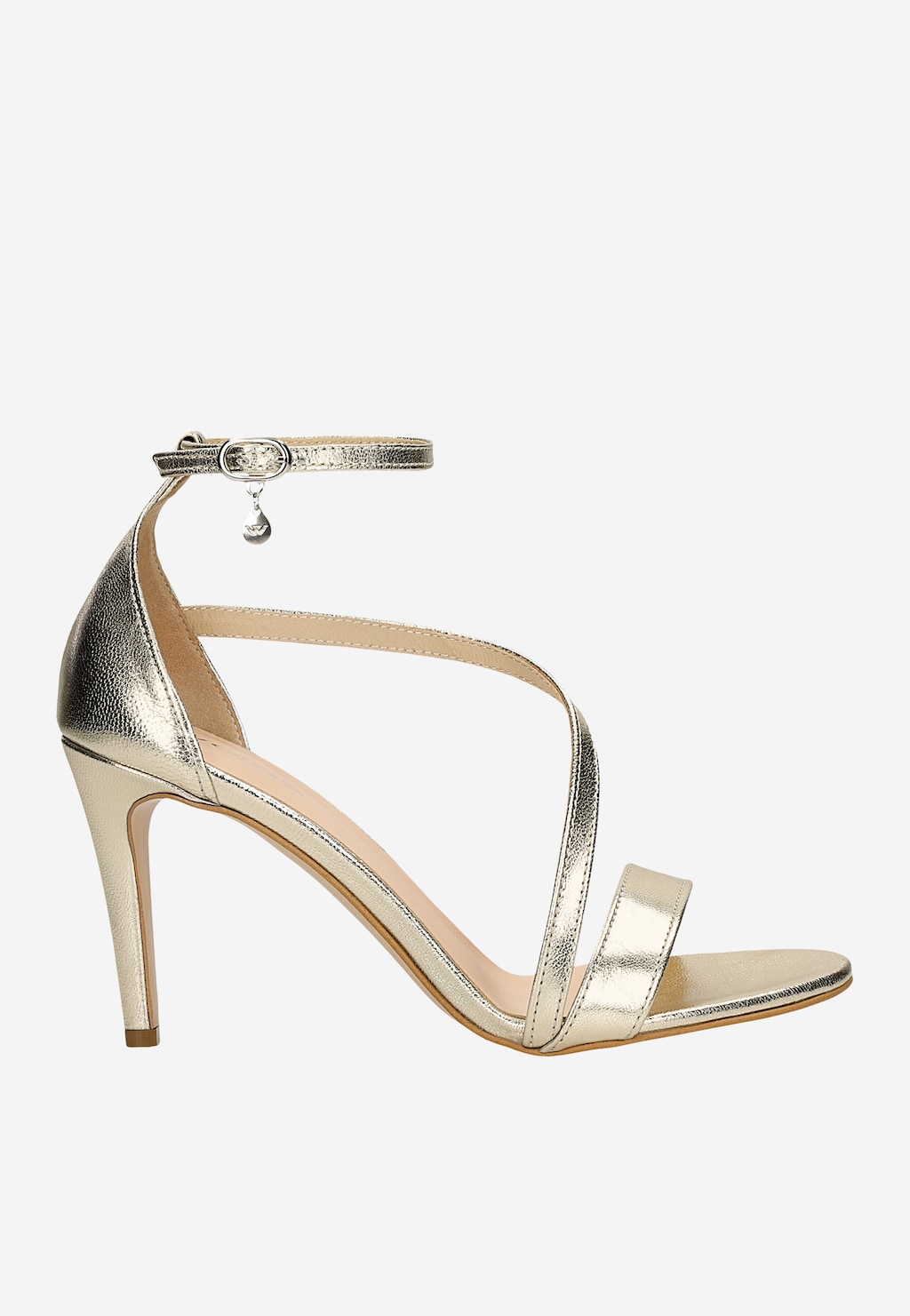 Elegantné zlaté sandále na vysokom podpätku s ozdobným remienkom 76188-58 Widok 2