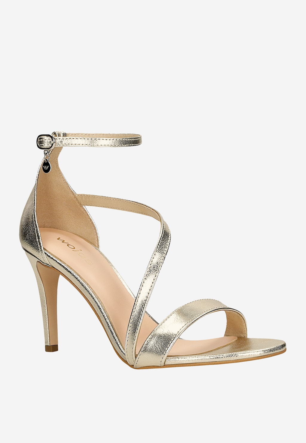 Elegantné zlaté sandále na vysokom podpätku s ozdobným remienkom 76188-58 Widok 3