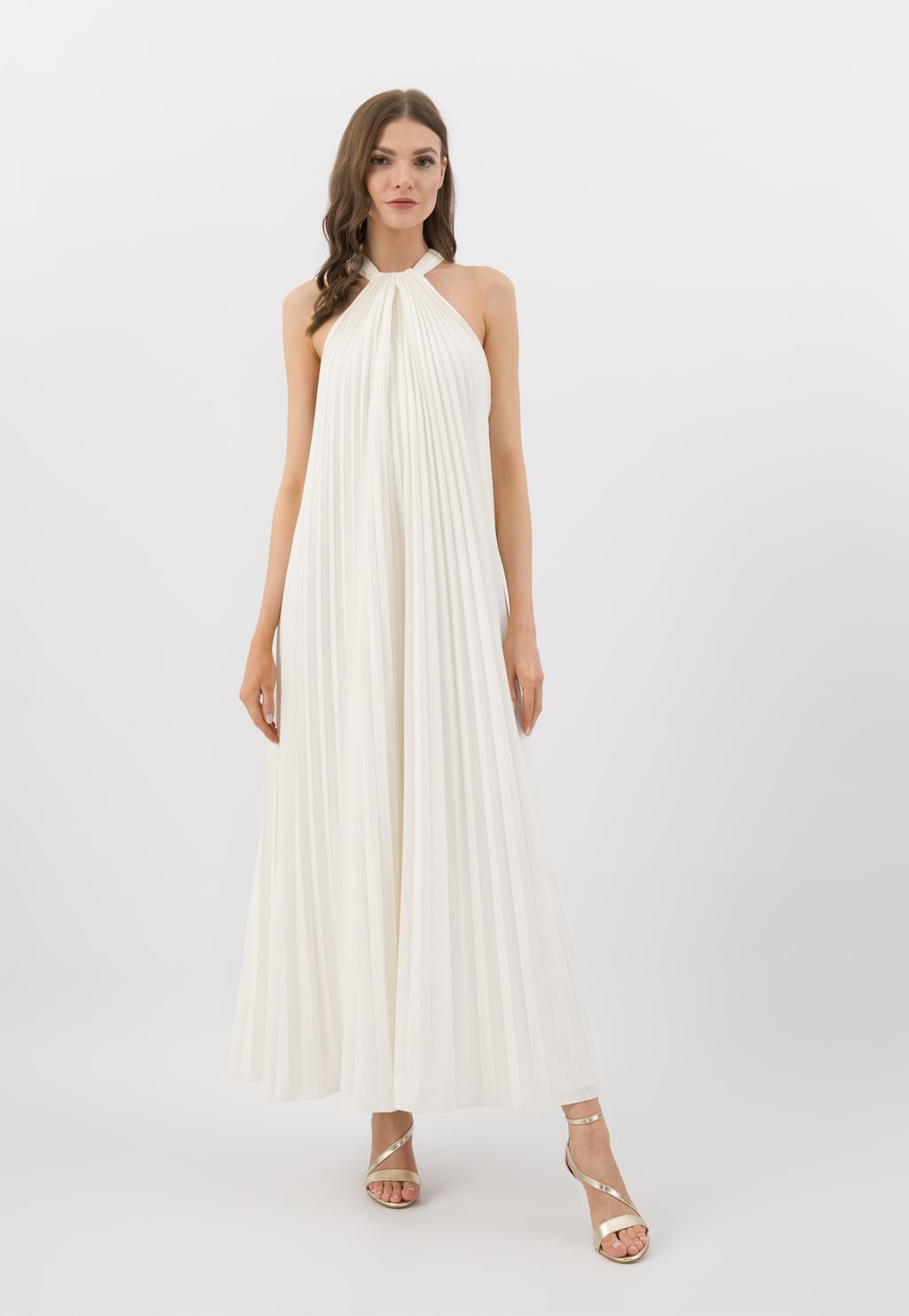 Elegantné zlaté sandále na vysokom podpätku s ozdobným remienkom 76188-58 Widok 7