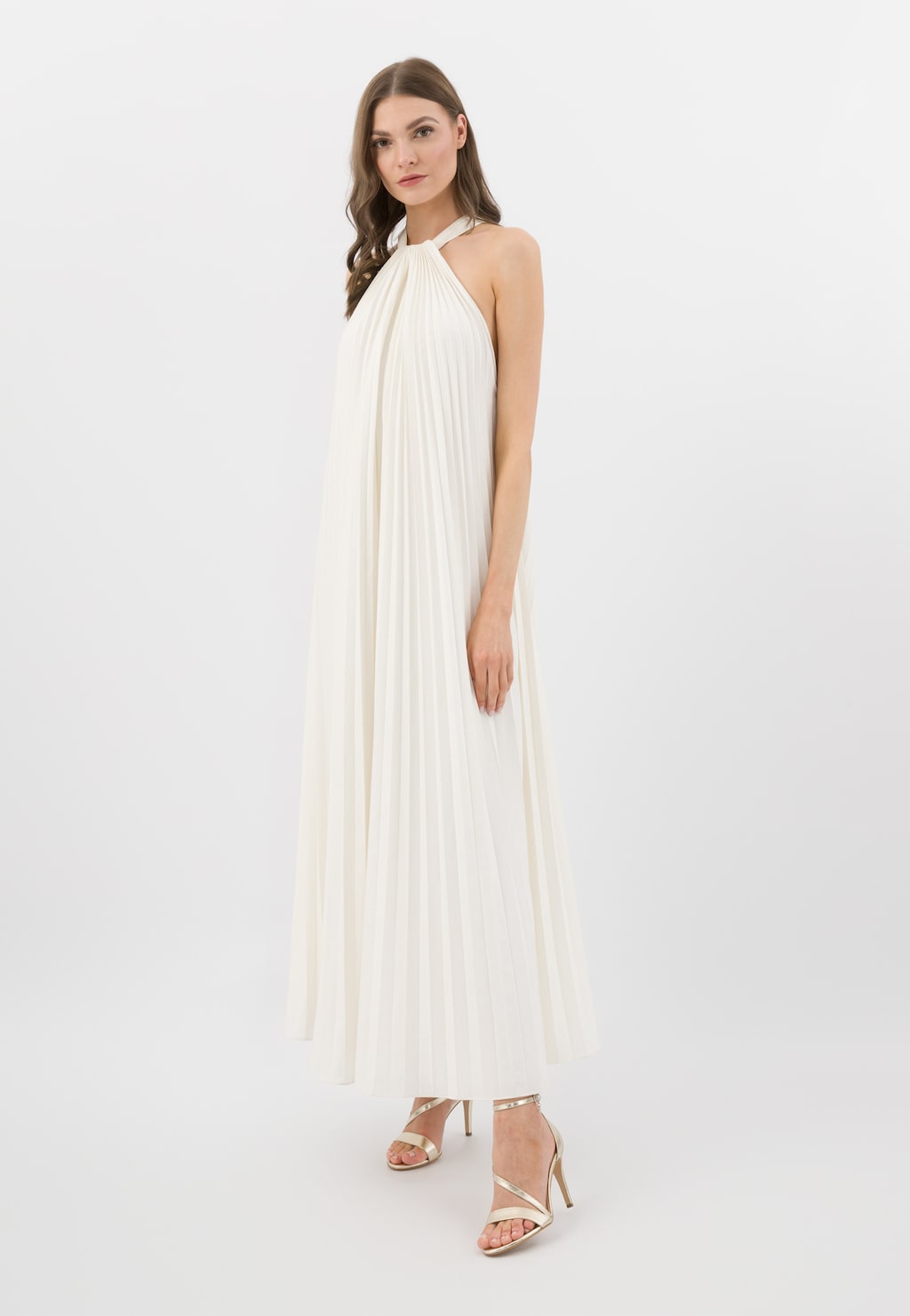 Elegantné zlaté sandále na vysokom podpätku s ozdobným remienkom 76188-58 Widok 9