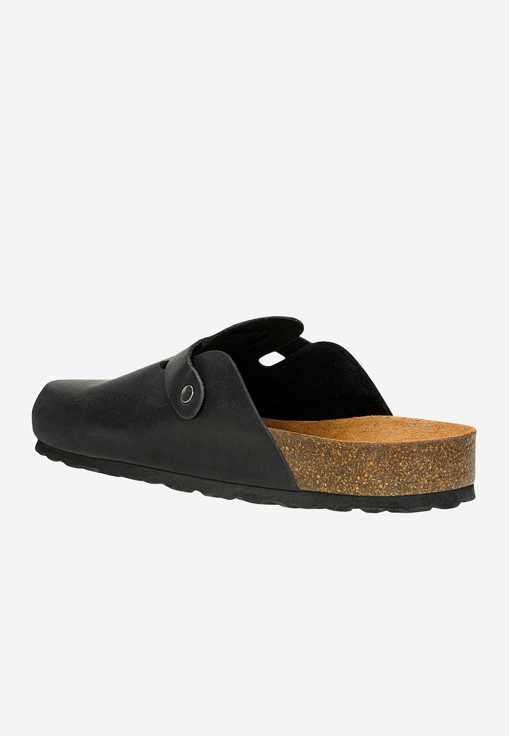 Černé pantofle z kůže crazy horse na korkové podrážce 32021-91 Widok 3