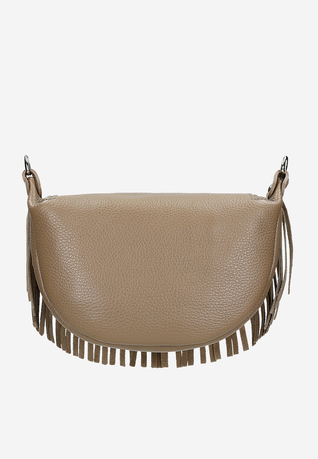 Kožená ľadvinka so strapcami v tmavobéžovej farbe 80089-74 Widok 3