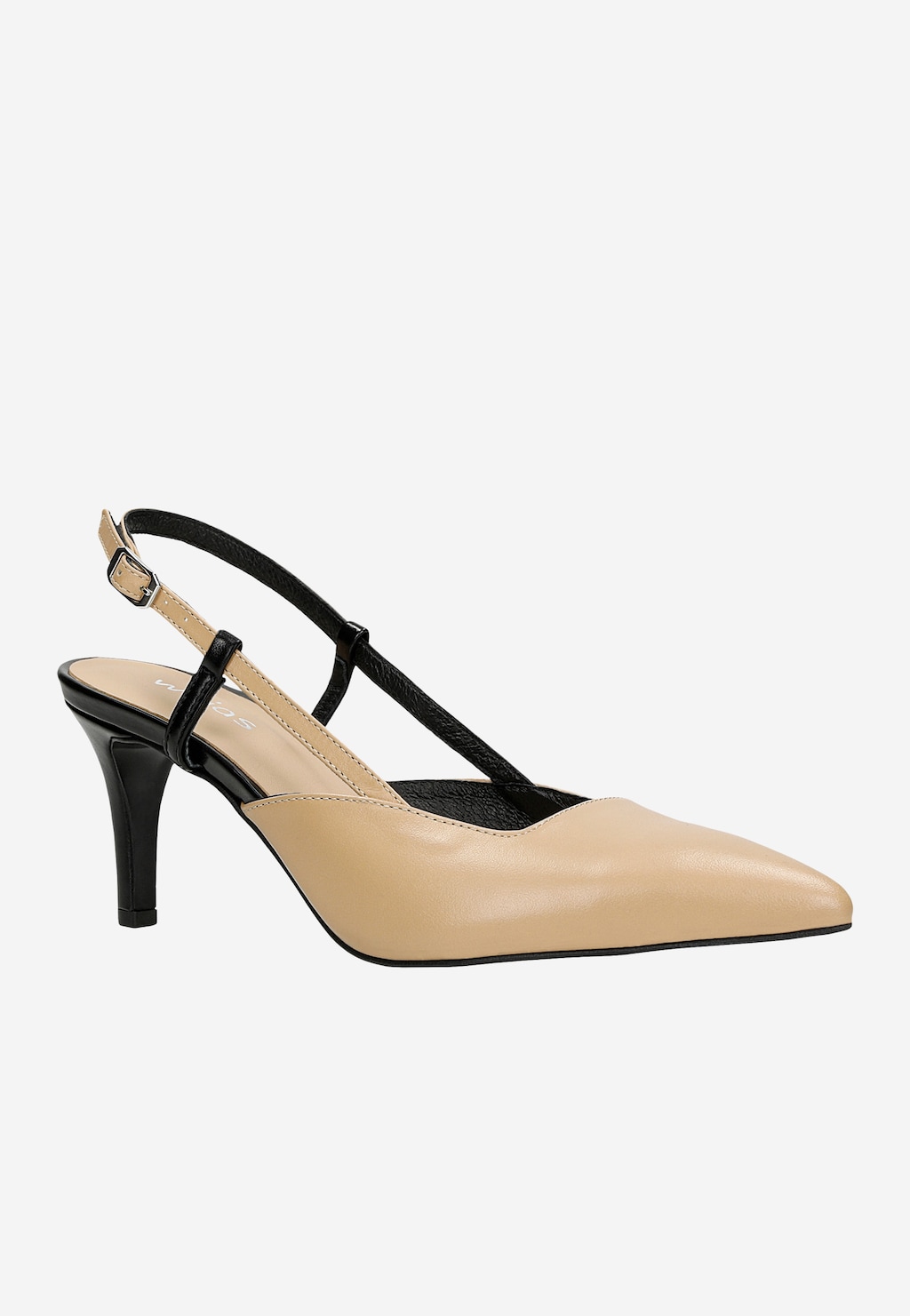 Béžovo-čierne lodičky s otvorenou pätou 35127-54 Widok 3