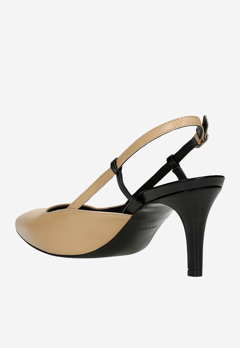 Béžovo-čierne lodičky s otvorenou pätou 35127-54 Widok 4