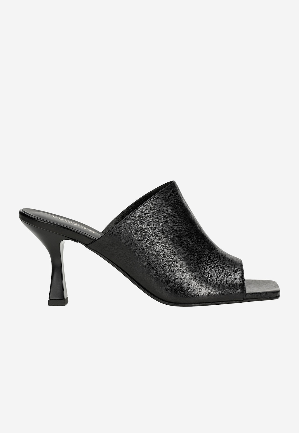 Černé pantofle na podpatku z licové kůže 74120-51 Widok 2