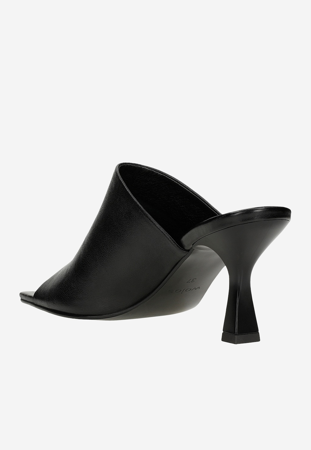 Černé pantofle na podpatku z licové kůže 74120-51 Widok 4