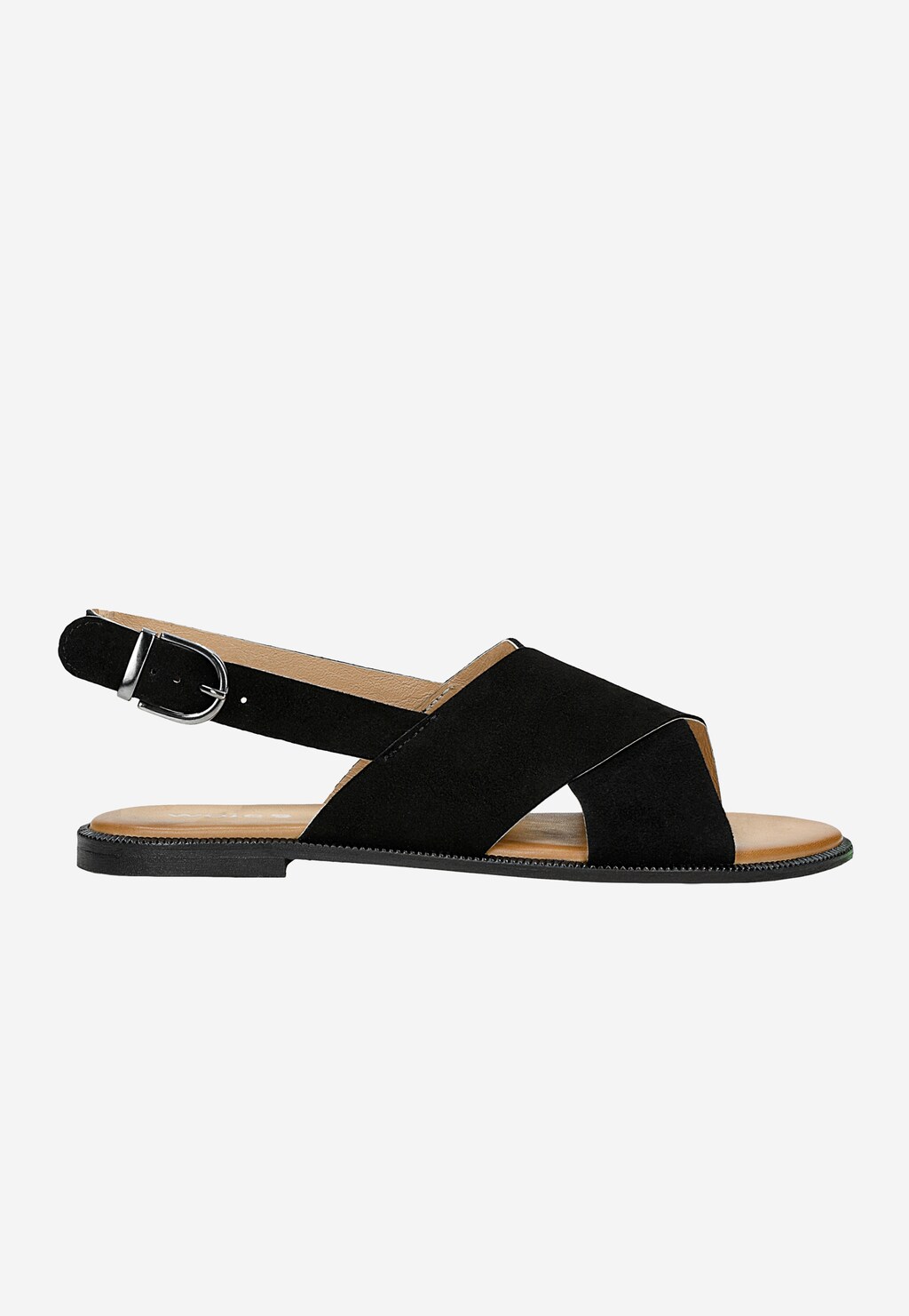 Černé dámské sandály na plochém podrážku 76071-61 Widok 2